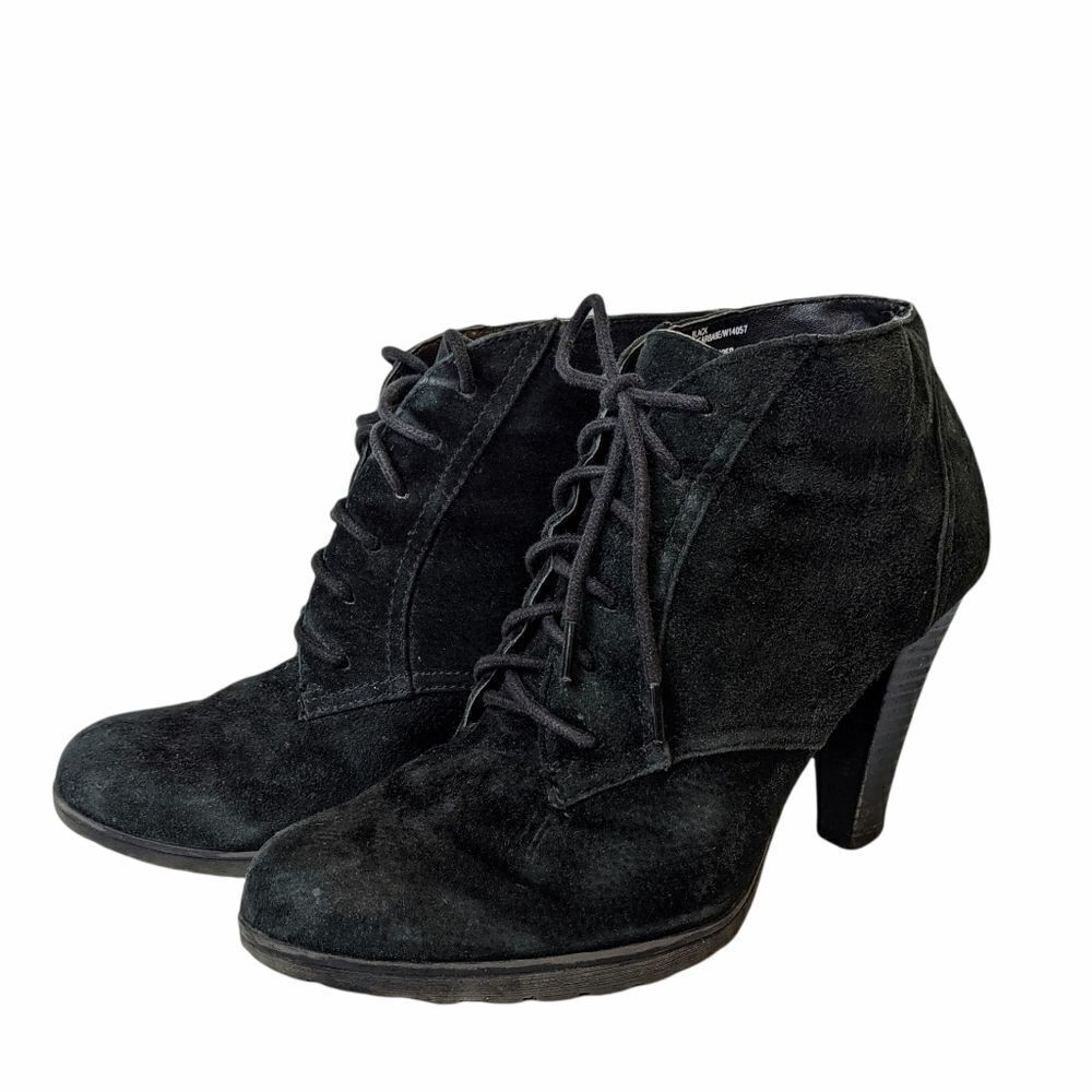 WHITE mountain sugarbabe black suede wedge boots size 7 1/2 @s2